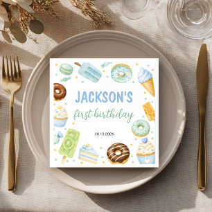 Doughnut Sweet One Pastel Birthday Party Napkins