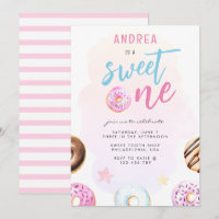 Doughnut Sweet One Pink and Blue Girl First Birthd