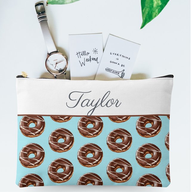 Doughnut Sweet Sprinkles Pattern Custom Name Accessory Pouch (Creator Uploaded)