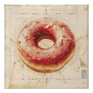 Doughnut Sweets Retro Diagram Photo Print