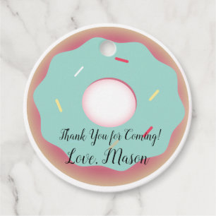 Doughnut Teal Frosting Birthday Favour Tags