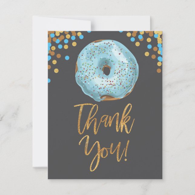 Doughnut Thank You Card Boy Blue (Front)