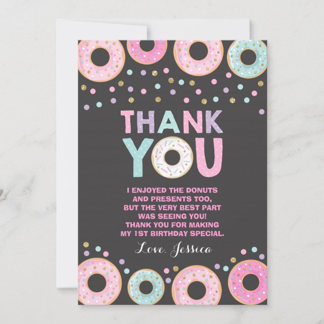 Doughnut Thank You Card Doughnut Grow Up Party Pin (Front)