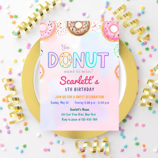 Doughnut Themed 5th Birthday Party Invitation