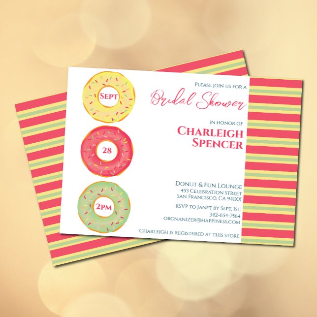 Doughnut themed bridal shower Invitation (Bridal shower invitation with donut elements)