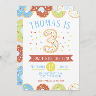Doughnut Third Birthday Invitation