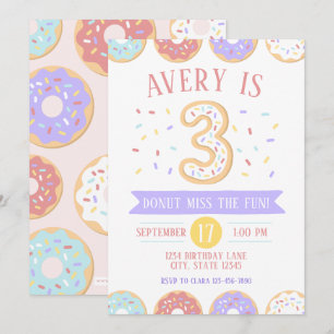 Doughnut Third Birthday Invitation