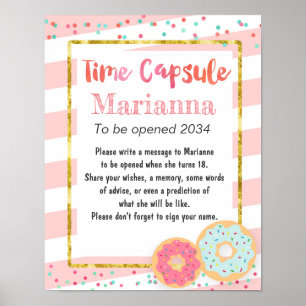 Doughnut Time Capsule First Birthday Poster