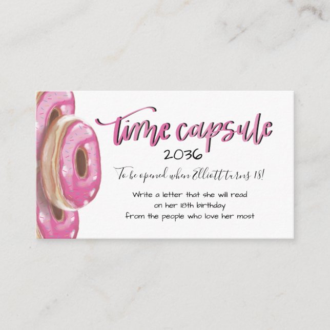 Doughnut time capsule insert card (Front)