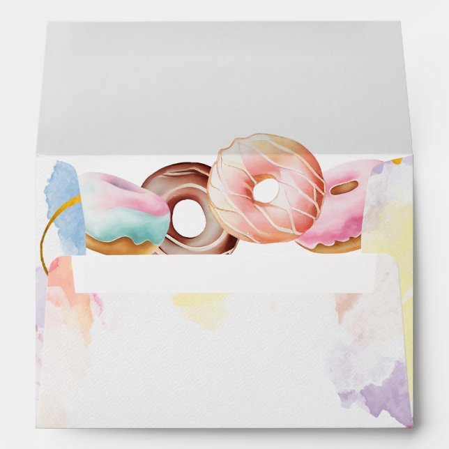 Doughnut Time Watercolor baby shower Envelope (Back (Bottom))
