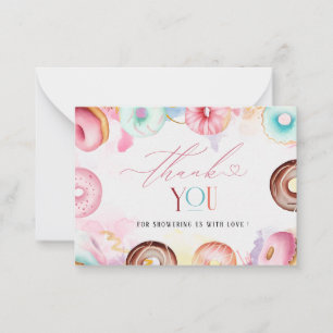 Doughnut time Watercolor thank you baby shower Card