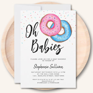 Doughnut Twins Baby Shower  Invitation