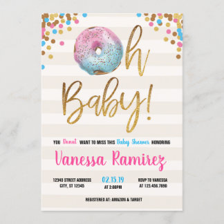 Doughnut Twins Neutral baby Shower Invitation