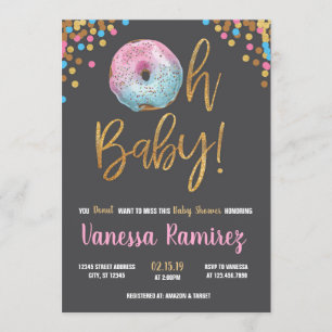 Doughnut Twins Neutral baby Shower Invitation