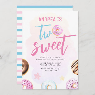 Doughnut Two Sweet 2nd Birthday Invitation