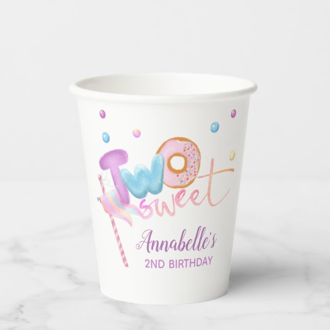 Doughnut Two Sweet 2nd Birthday  Paper Cups (Front)