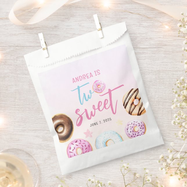 Doughnut Two Sweet Girl 2nd Birthday Favour Bags (Clipped)
