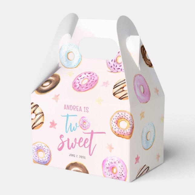 Doughnut Two Sweet Girl 2nd Birthday Favour Box (Front Side)