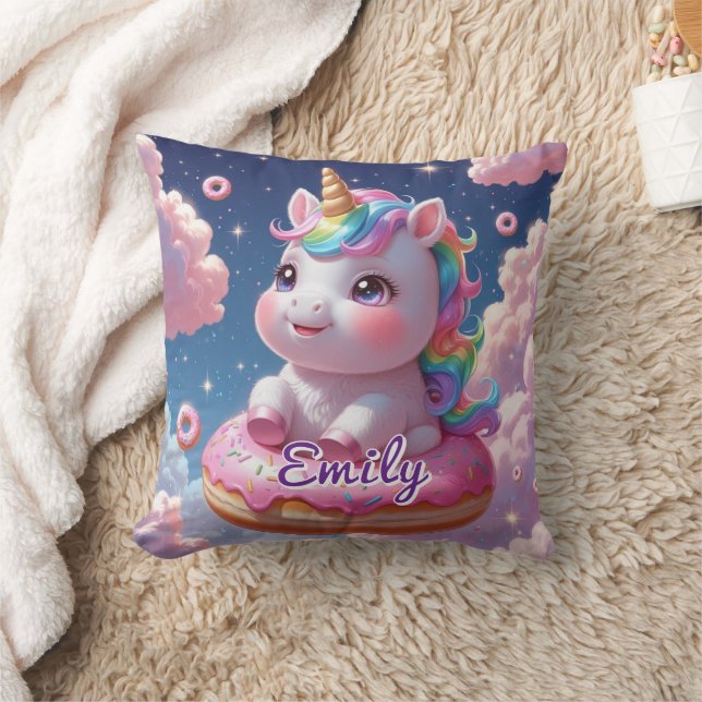 Doughnut Unicorn Pillow – Editable Name (Blanket)