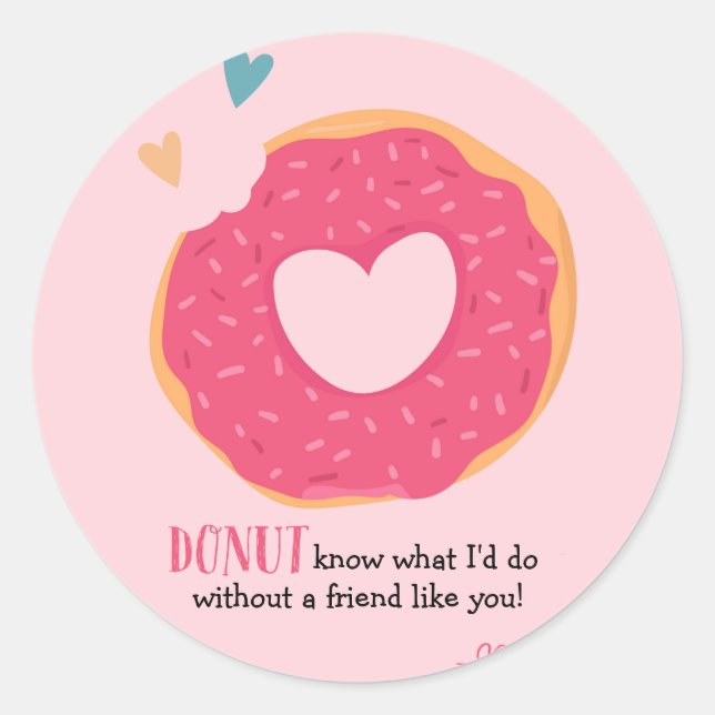 Doughnut Valentine Classic Round Sticker (Front)