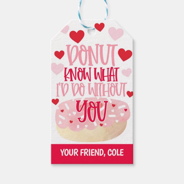 Doughnut Valentine Favour Tag (Front)