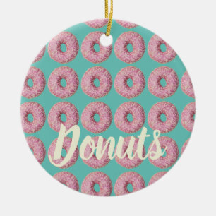 Doughnut Vegan Pattern for Vegetarian Sweet Tooth Ceramic Tree Decoration