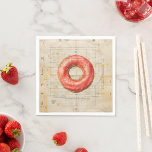 Doughnut Vintage Blueprint Napkin