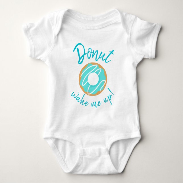 Doughnut Wake Me Up Blue With Drizzle Baby Bodysuit (Front)