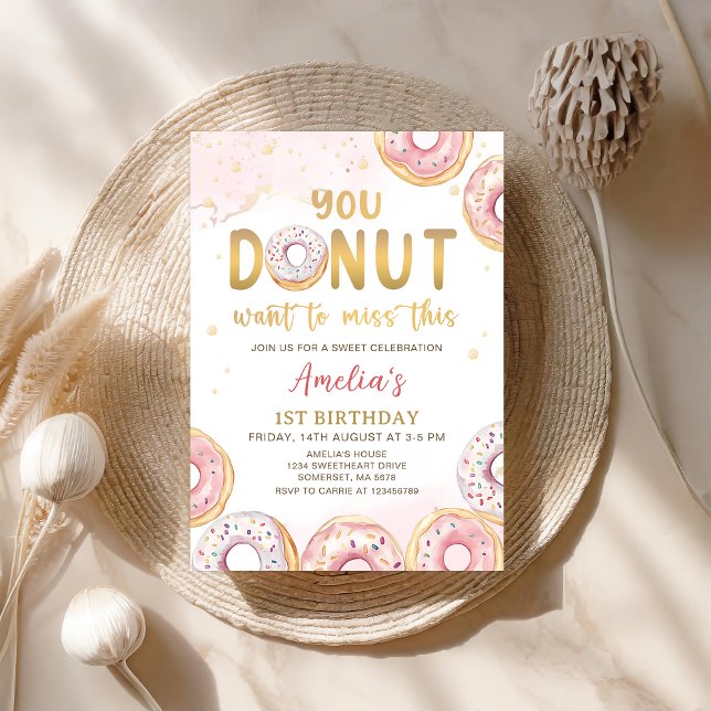 Doughnut Want To Miss This Pink Doughnut Birthday Invitation (Creator Uploaded)
