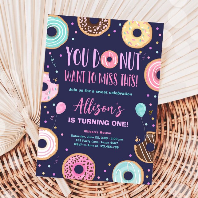 Doughnut Want To Miss This Pink Sweet Girl Birthda Invitation (Creator Uploaded)
