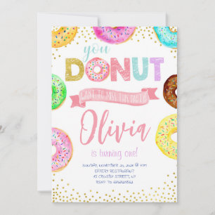 Doughnut Want To Miss This Pink Sweet Girl Birthda Invitation