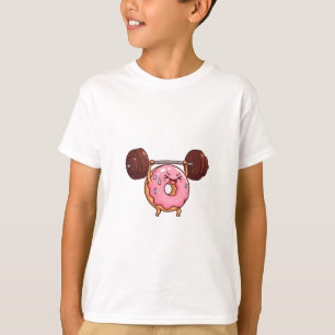 Doughnut Weightlifting with Heavy Barbell Kids T-Shirt