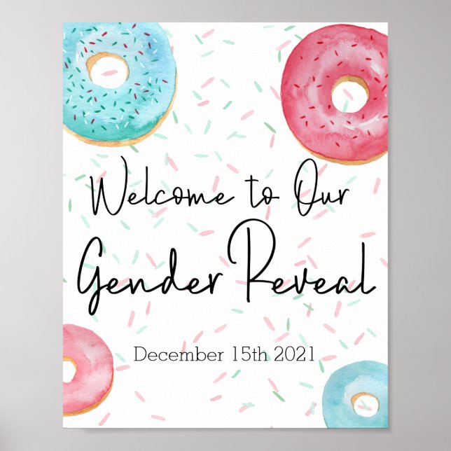 Doughnut Welcome Sign for Gender Reveal Party (Front)