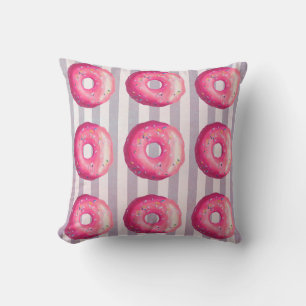 Doughnut With Pink Frosting And Sprinkles Cushion