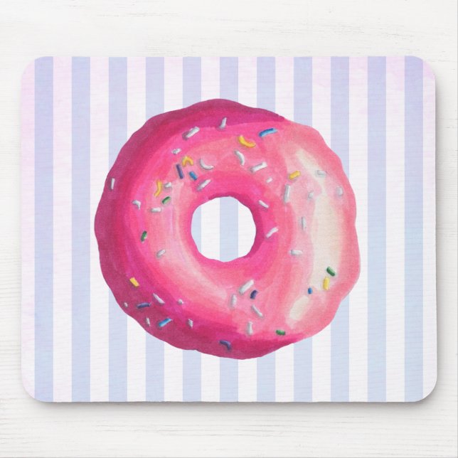 Doughnut With Pink Frosting And Sprinkles Mouse Mat (Front)