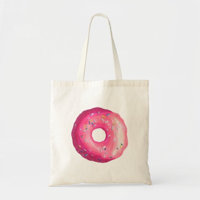 Doughnut With Pink Frosting And Sprinkles Tote Bag (Front)