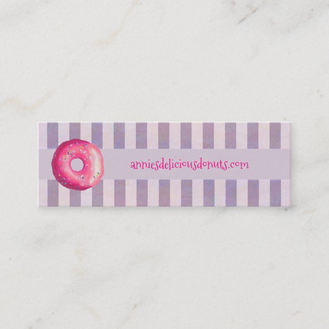 Doughnut With Pink Frosting And Sprinkles Website Mini Business Card (Front)