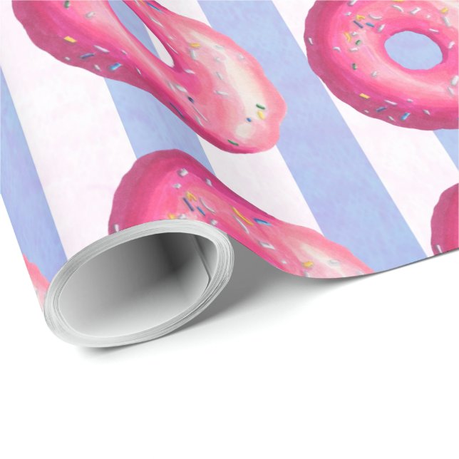 Doughnut With Pink Frosting And Sprinkles Wrapping Paper (Roll Corner)