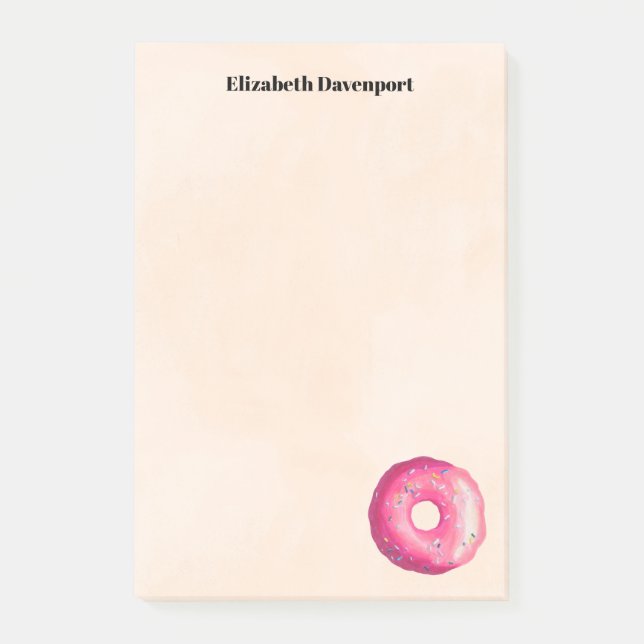 Doughnut With Pink Frosting & Sprinkles Personalis Post-it Notes (Front)