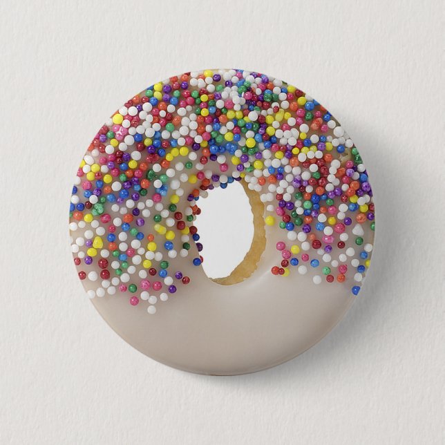 doughnut with sprinkles 6 cm round badge (Front)