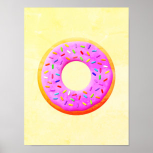 Doughnut With Sprinkles Drawing Poster