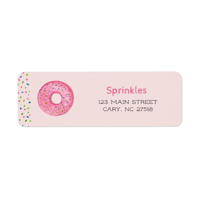 Doughnut with sprinkles pink return address label (Front)