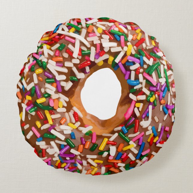 Doughnut With Sprinkles Round Cushion (Front)