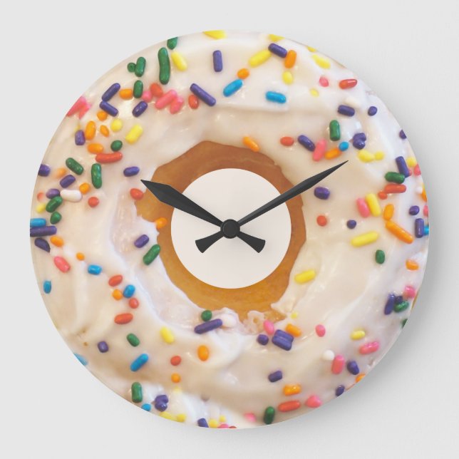 Doughnut With Sprinkles Wall Clocks (Front)