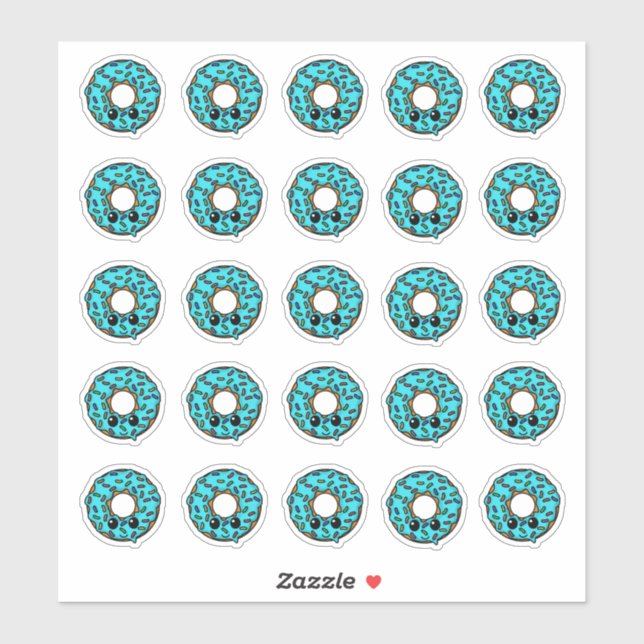 Doughnut with Turquoise Frosting and Sprinkles (Sheet)