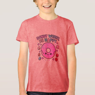 Doughnut Worry Be Happy – Cute Kawaii Doughnut T-S Tri-Blend Shirt