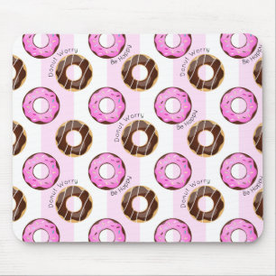 Doughnut Worry Be Happy Fun Food Humour Doughnuts  Mouse Mat
