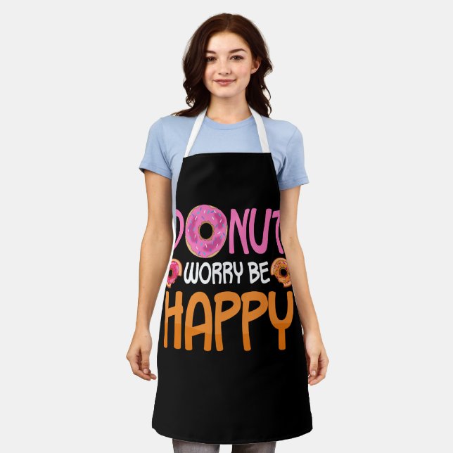 Doughnut Worry Be Happy Men Women Kid Apron (Worn)