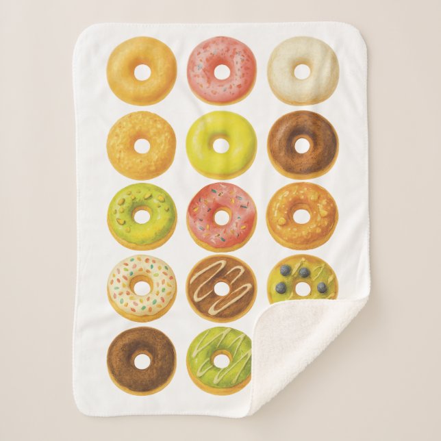Doughnut Worry, be Happy! Sherpa Blanket (Front)