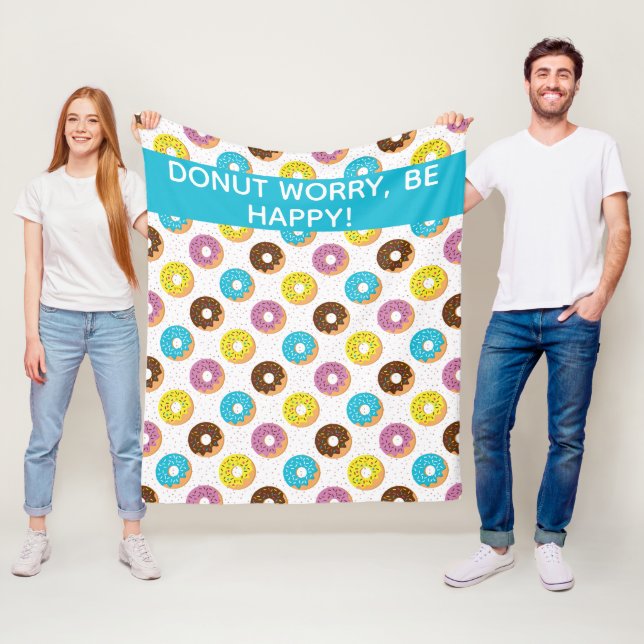 doughnut worry be happy with sprinkles fleece blanket (In Situ)